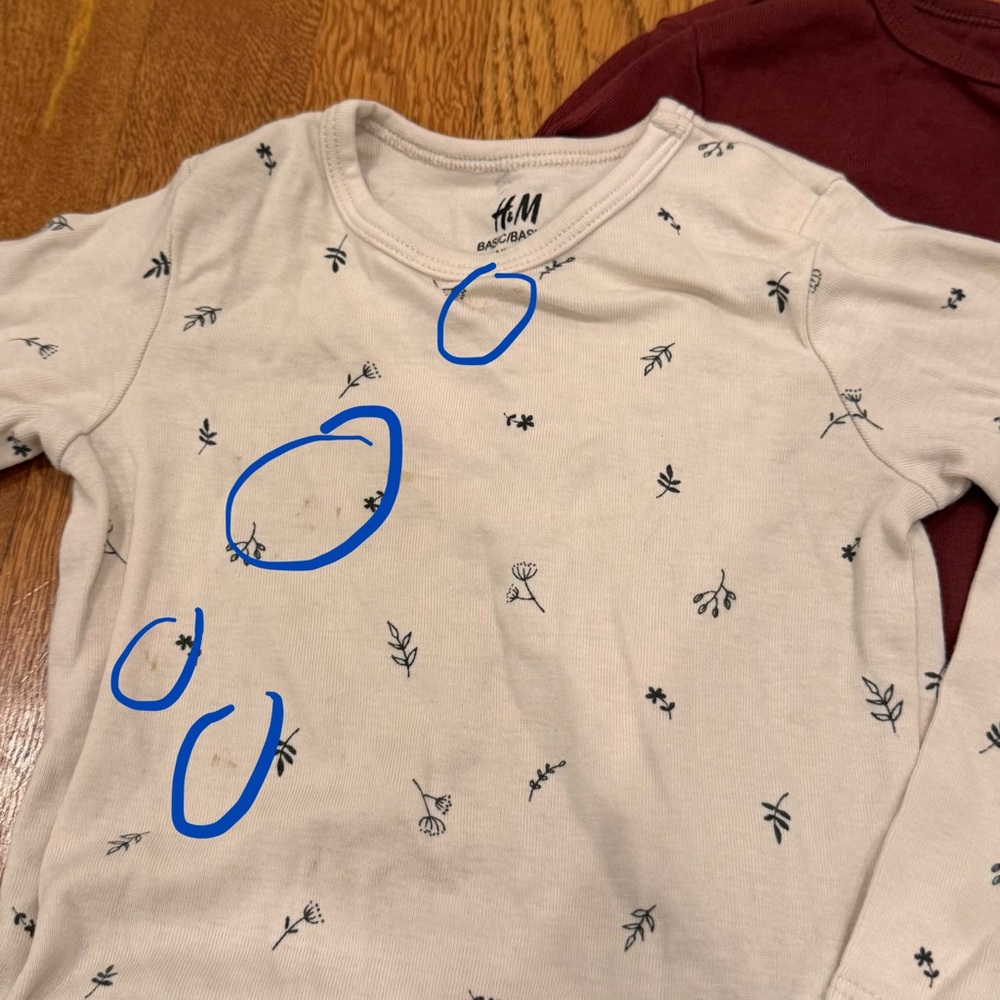 Lot of 2 H&M toddler long sleeve onesies bodysuits Sz 18 months beige burgundy - Picture 5 of 5